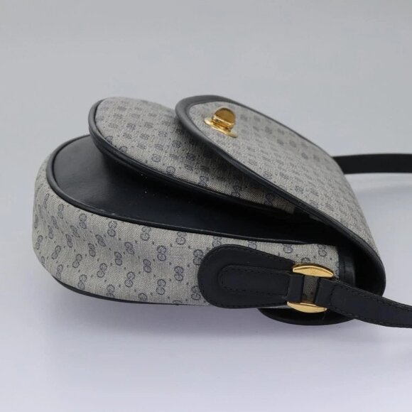 GUCCI Micro GG Supreme Shoulder Bag PVC Navy Gold - Picture 4 of 16